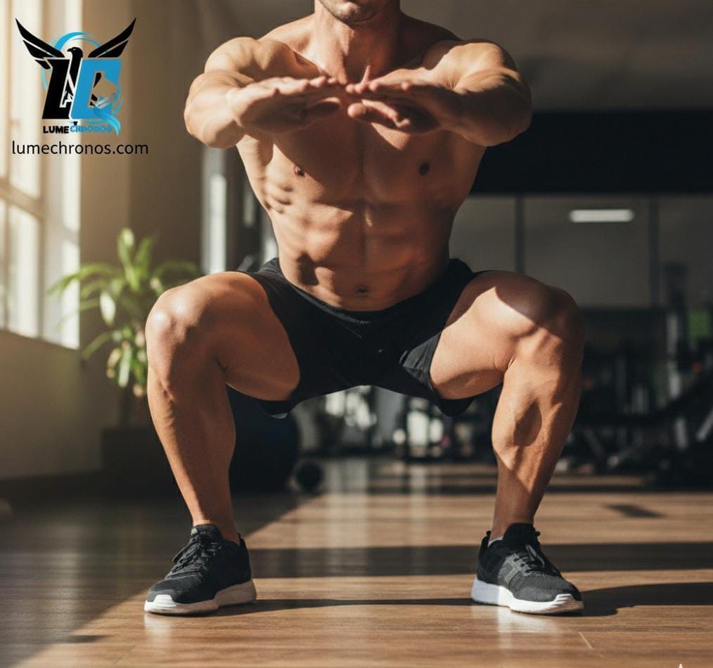  Proper form for a bodyweight squat in a 2025 home leg workout.