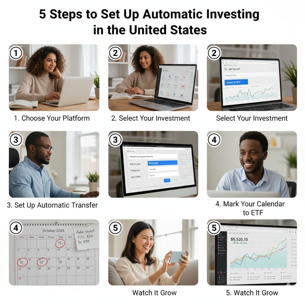 Step-by-step visual guide to setting up automatic ETF investments