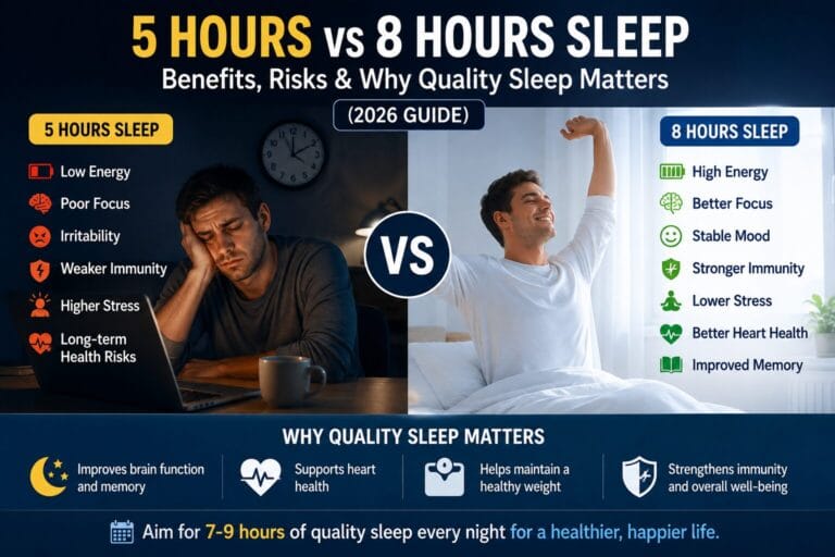 5 Hours vs 8 Hours Sleep: Benefits, Risks & Why Quality Sleep Matters (2026 Guide)