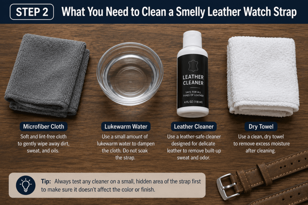 materials needed to clean a smelly leather watch strap